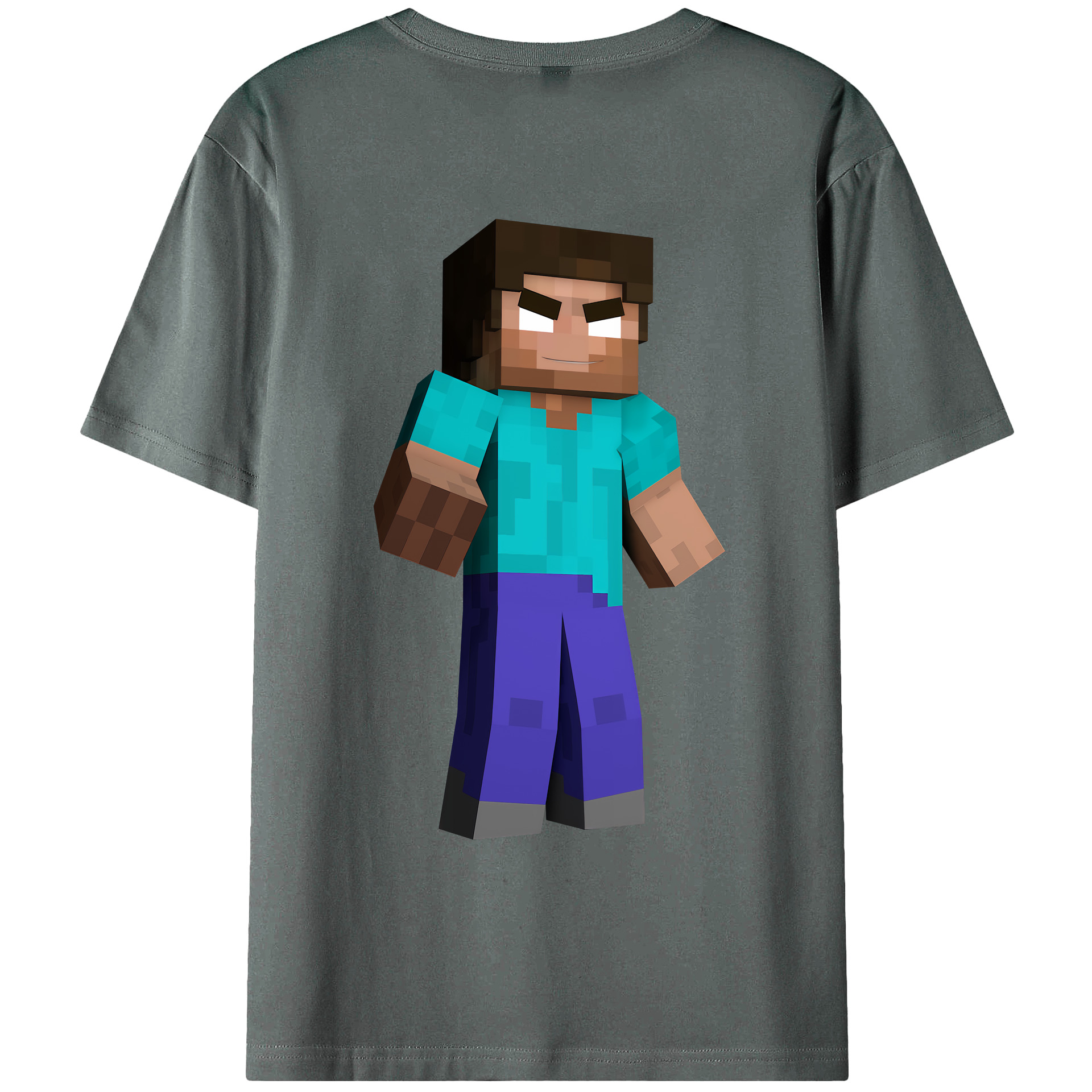 （画像用） マインクラフト ブロックの世界 Minecraft MC Block world 綿100％ メンズ半袖Tシャツ（バックプリント） 通気性